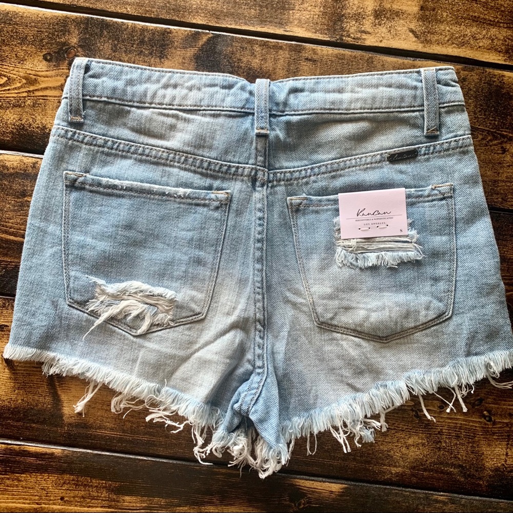 NWT KanCan Shredded Light Denim Shorts - Picture 3 of 7